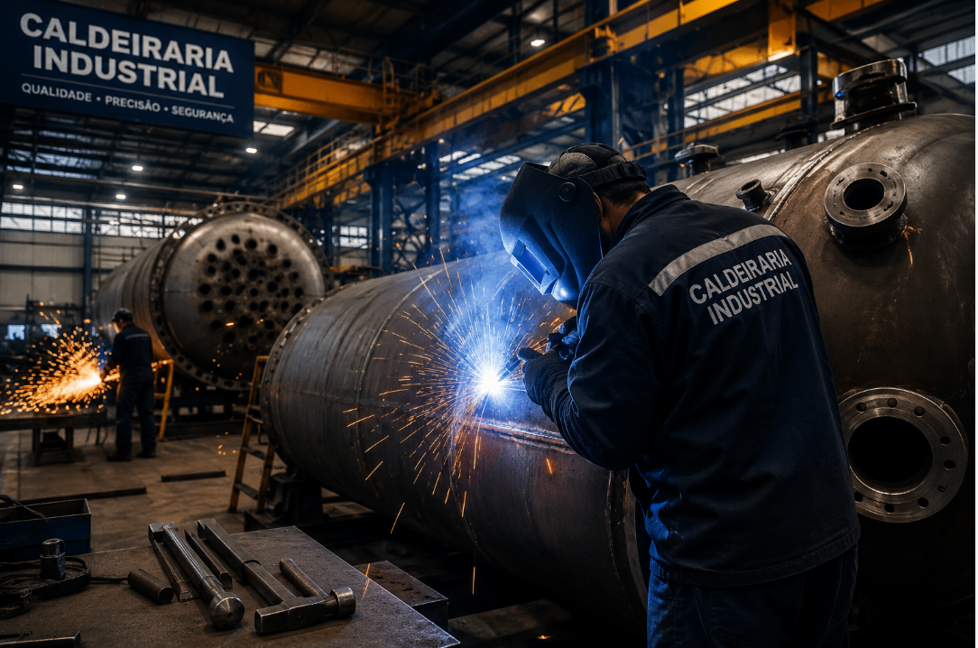Estruturas e componentes industriais fabricados pela RB.